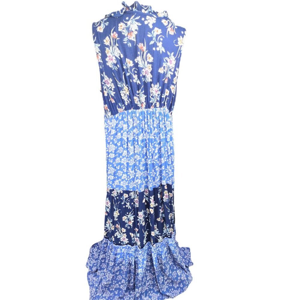 Women's Blue Patchwork Sleeveless Maxi Cottagecor… - image 4